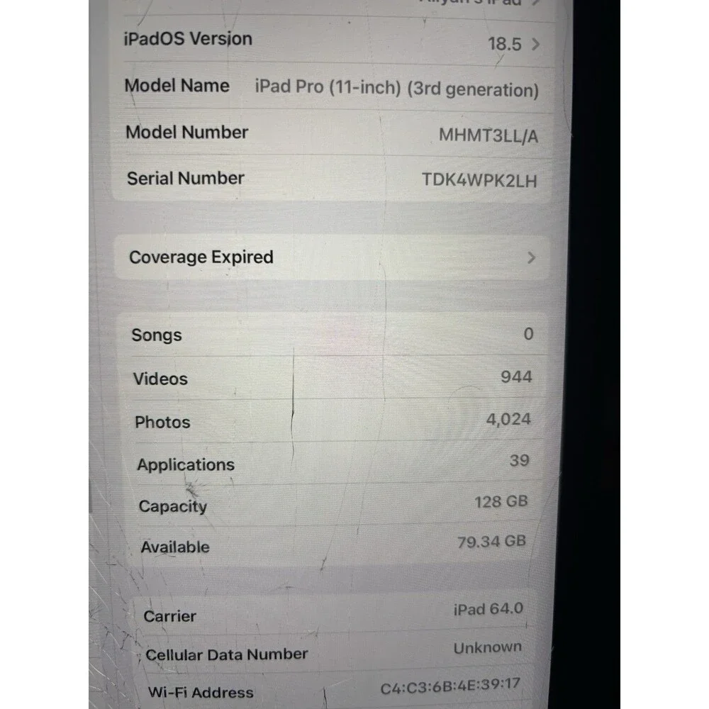 iPad Pro 11 3rd Gen 128GB Cellular • SEE DESCRIPTION • Runs Great